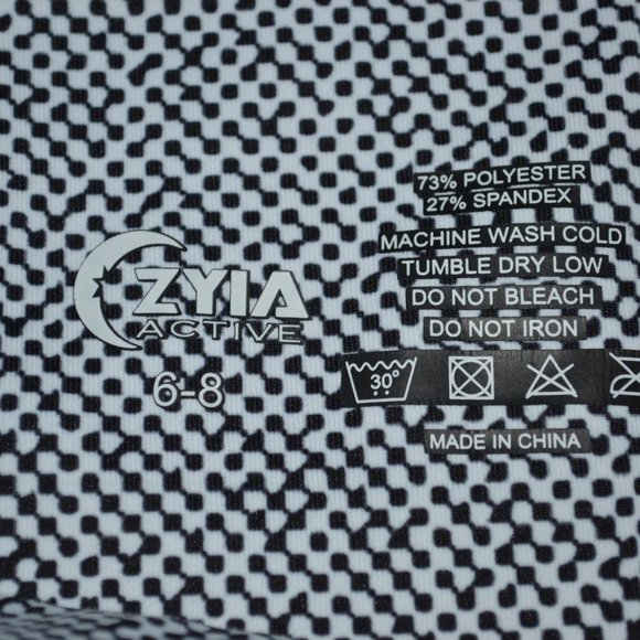 ZYIA Active Racer Light N Tight Black White Micro Dot Full Length Leggin… - Picture 9 of 10